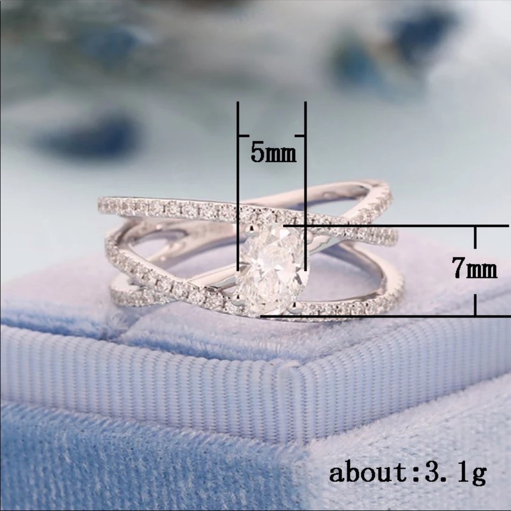 New Oval Cut 925 Multilayer Diamond Women’s Ring - Picture 6 of 6